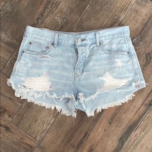 Light wash denim shorts